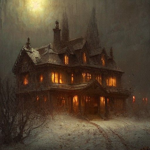 Horror Gingerbread House in Doré Style