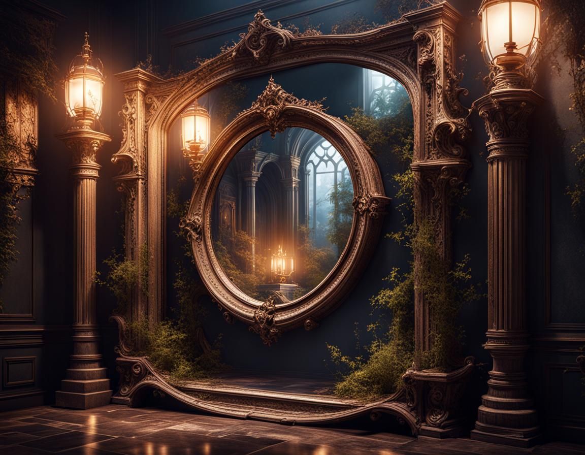 Reflected World in Dark Basement: Detailed Matte Painting