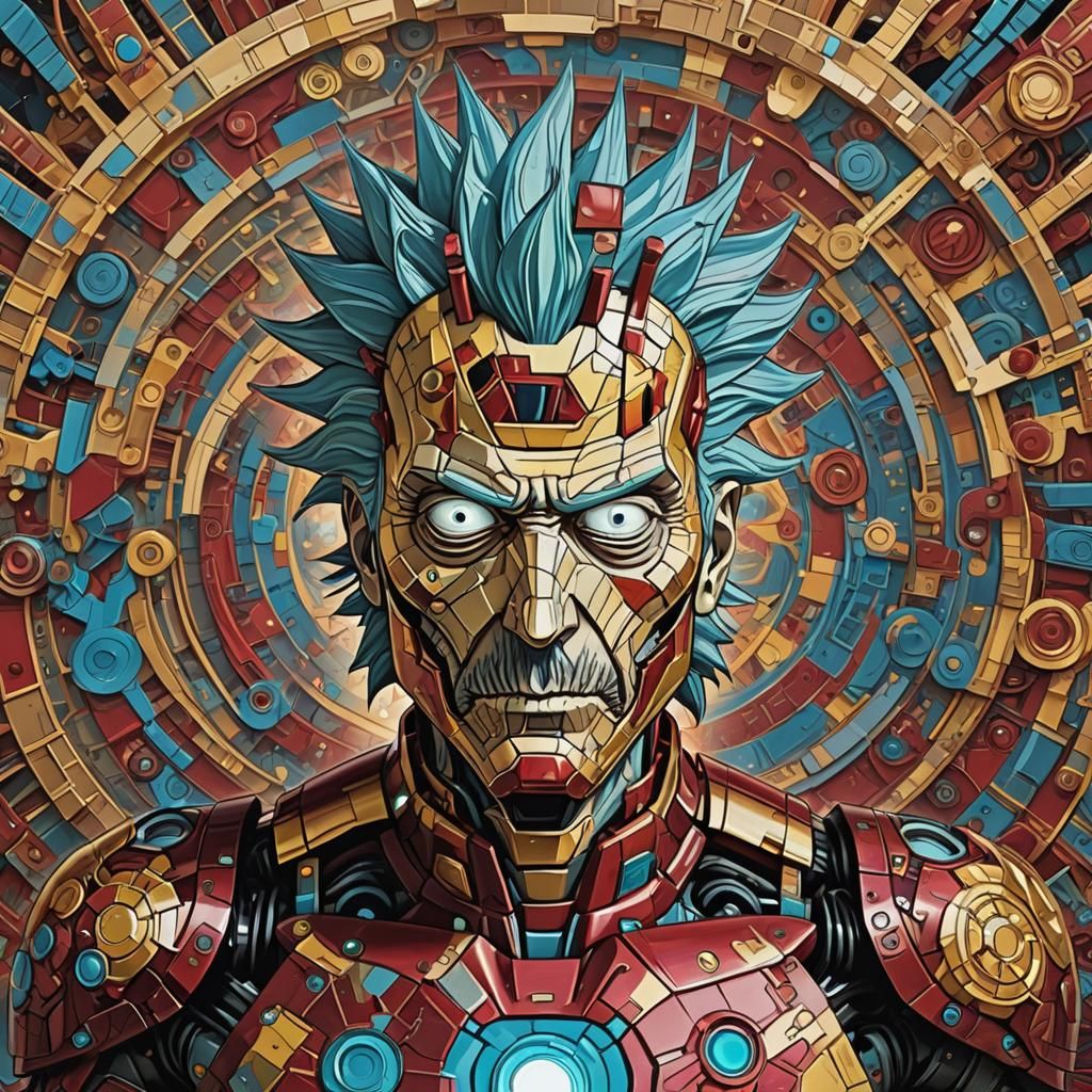 Rick Sanchez as Ironman: Hyperdetailed Cinematic Painting