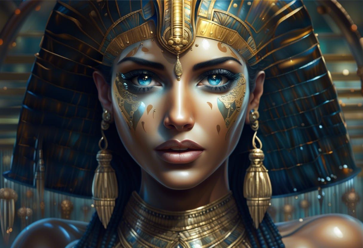 Cleopatra in Reflective Pool: Mesmerizing Portrait