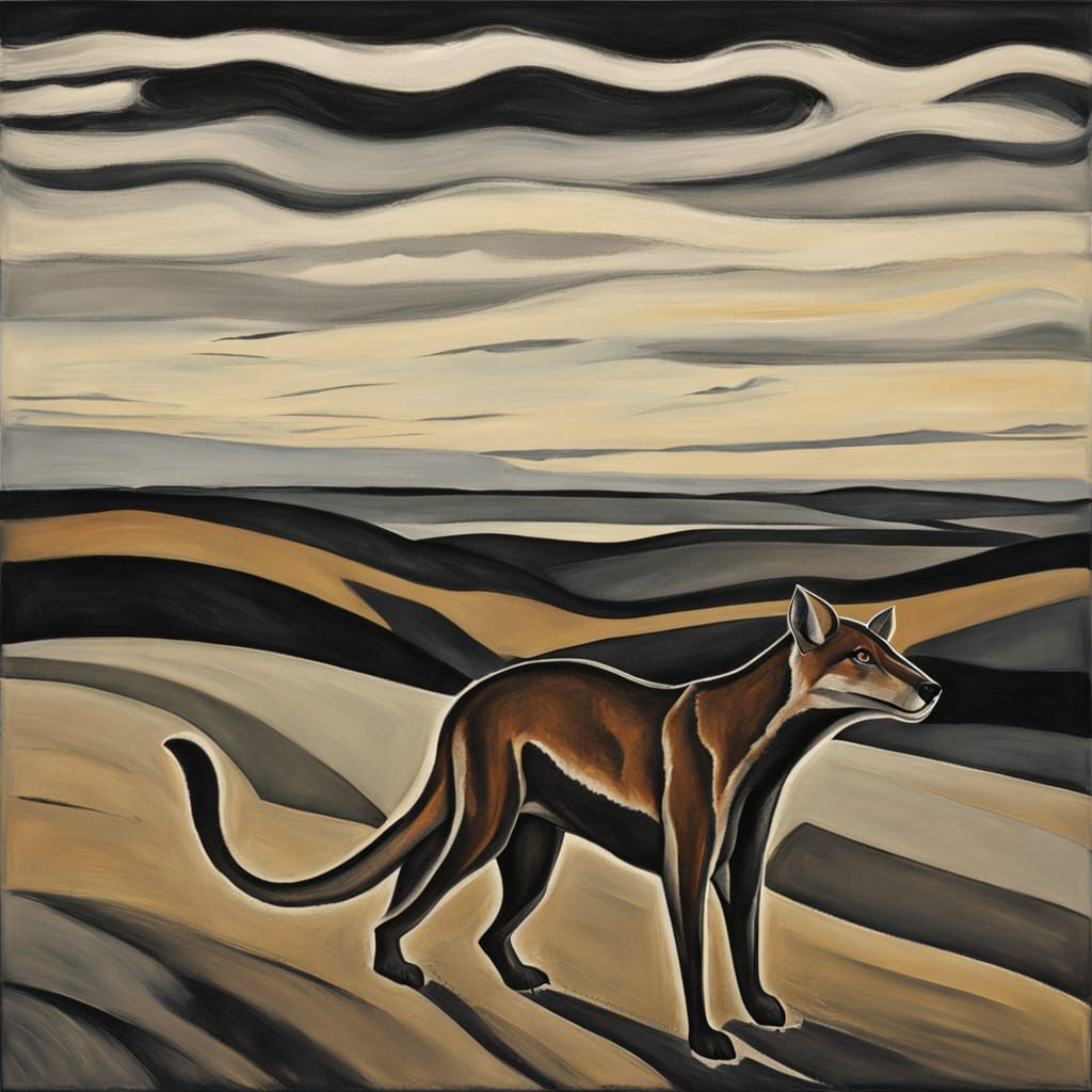 Melancholic Thylacine in Expressionist Painting