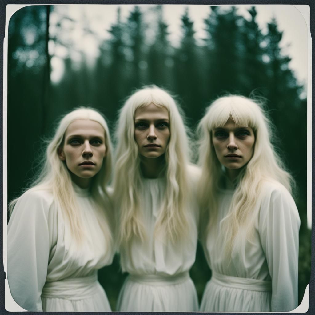 Three White Witches: Polaroid Style Portrait