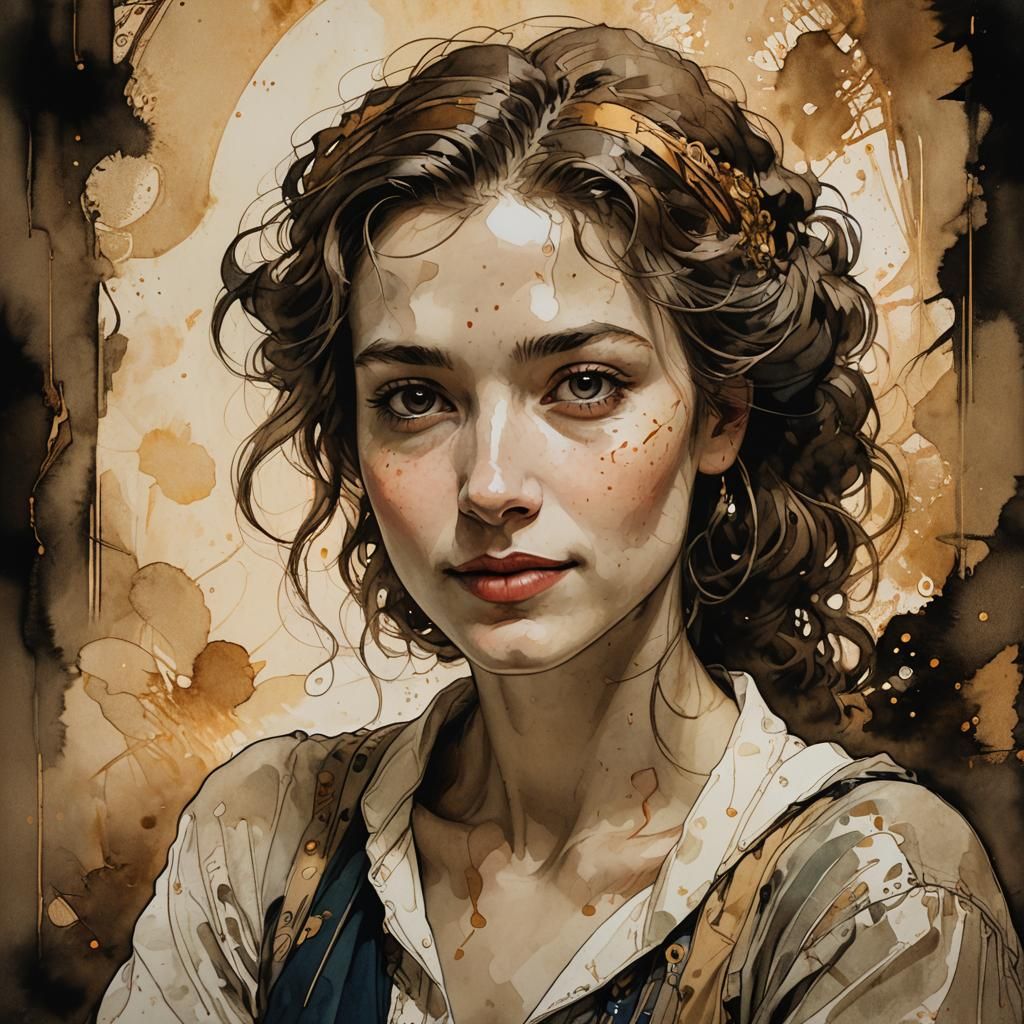 Captivating Woman in Art Nouveau Style Portrait