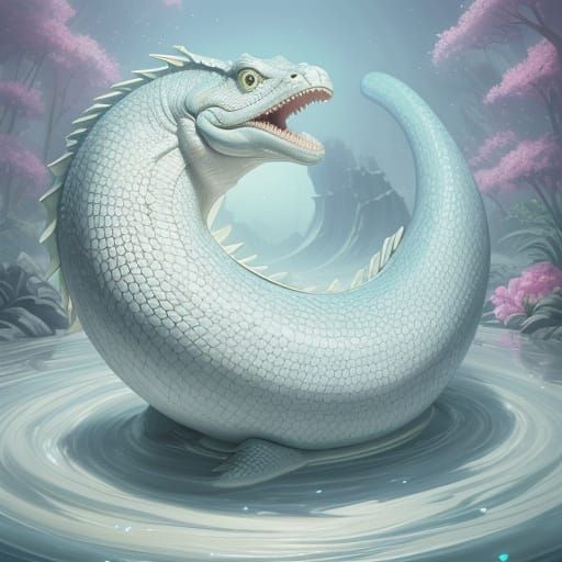 Ethereal Serpentine Fantasy Creature with Pearlescent Scales