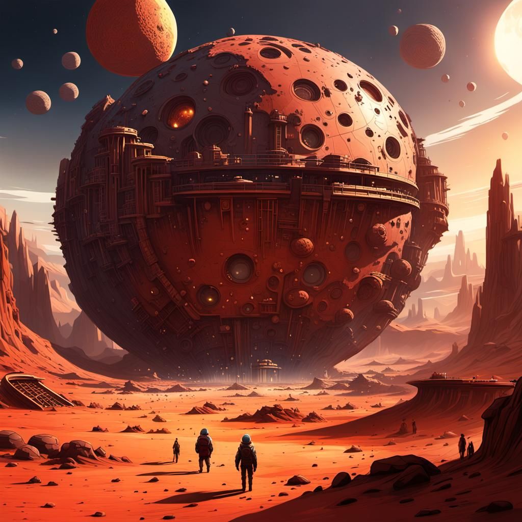 Spherical Asteroid City Concept Art