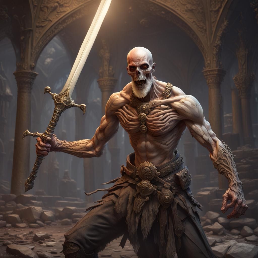 Undead Skeleton Warrior in Dark Fantasy Style