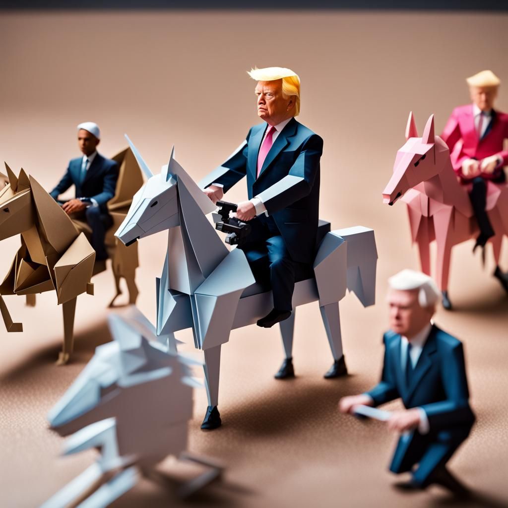 Origami Unicorn Riders in Cybertrucks: Digital Papercraft