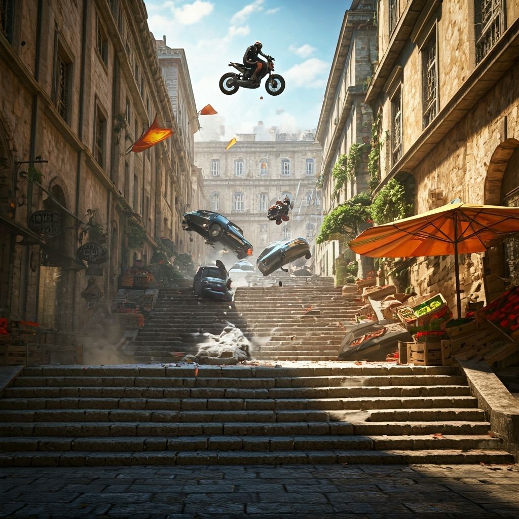 Intense Street Chase Scene in Europe