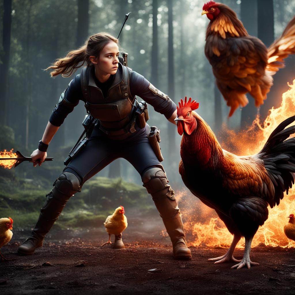 Hunger Games: Girl's Bizarre Chicken Attack