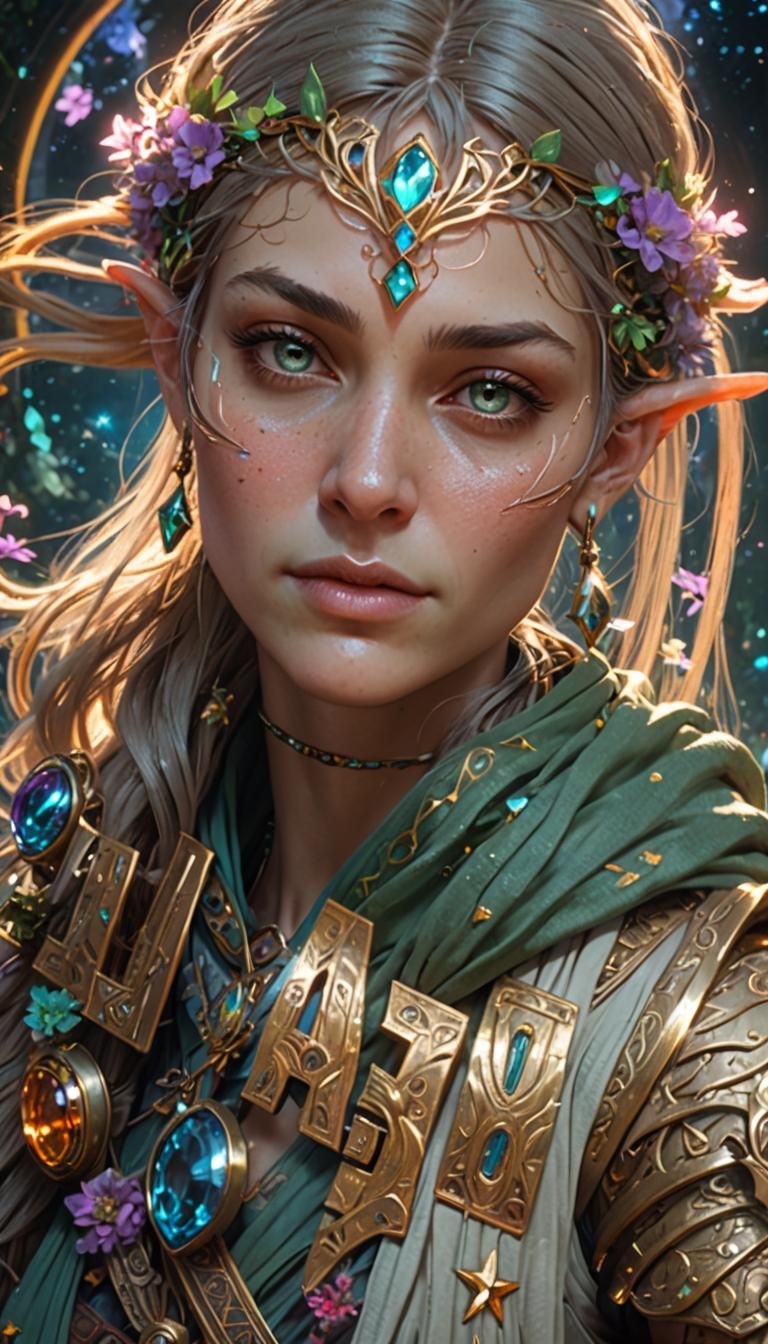 Detailed Elf Portrait in Fairyland Style