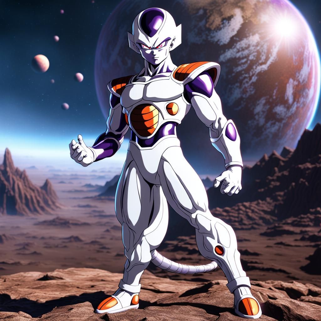 Photorealistic 3D Rendering of Frieza in Space