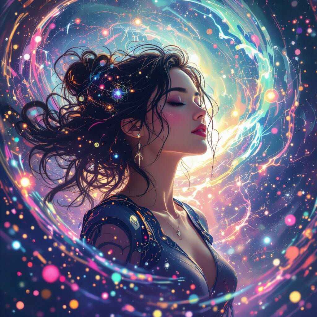 Cosmic Woman in Quantum Dreamscape
