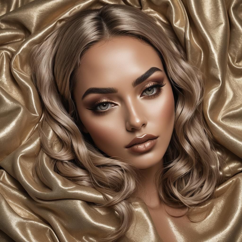 Sensual Woman Reclining on White Sheets