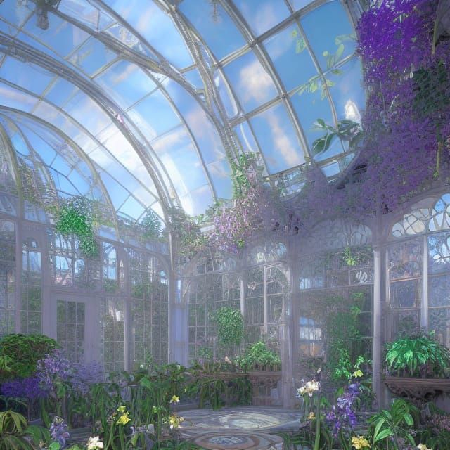 Victorian Glass Greenhouse Arcology in Art Nouveau Style