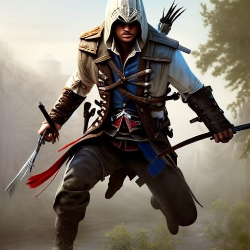Assassin Portrait with Radiant Light, Detailed Matte Paintin...