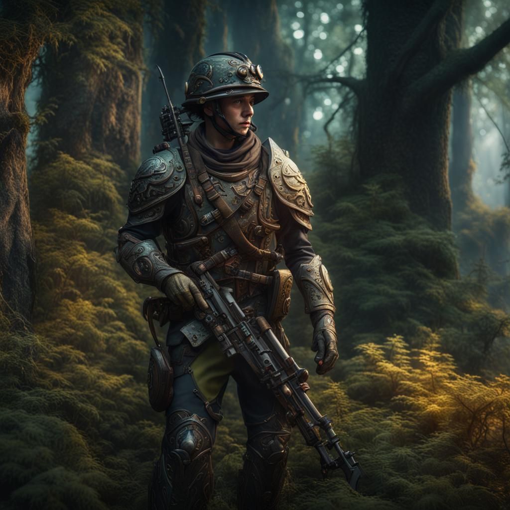 Wounded Soldier Lost in Forest: Fantasy Concept Art