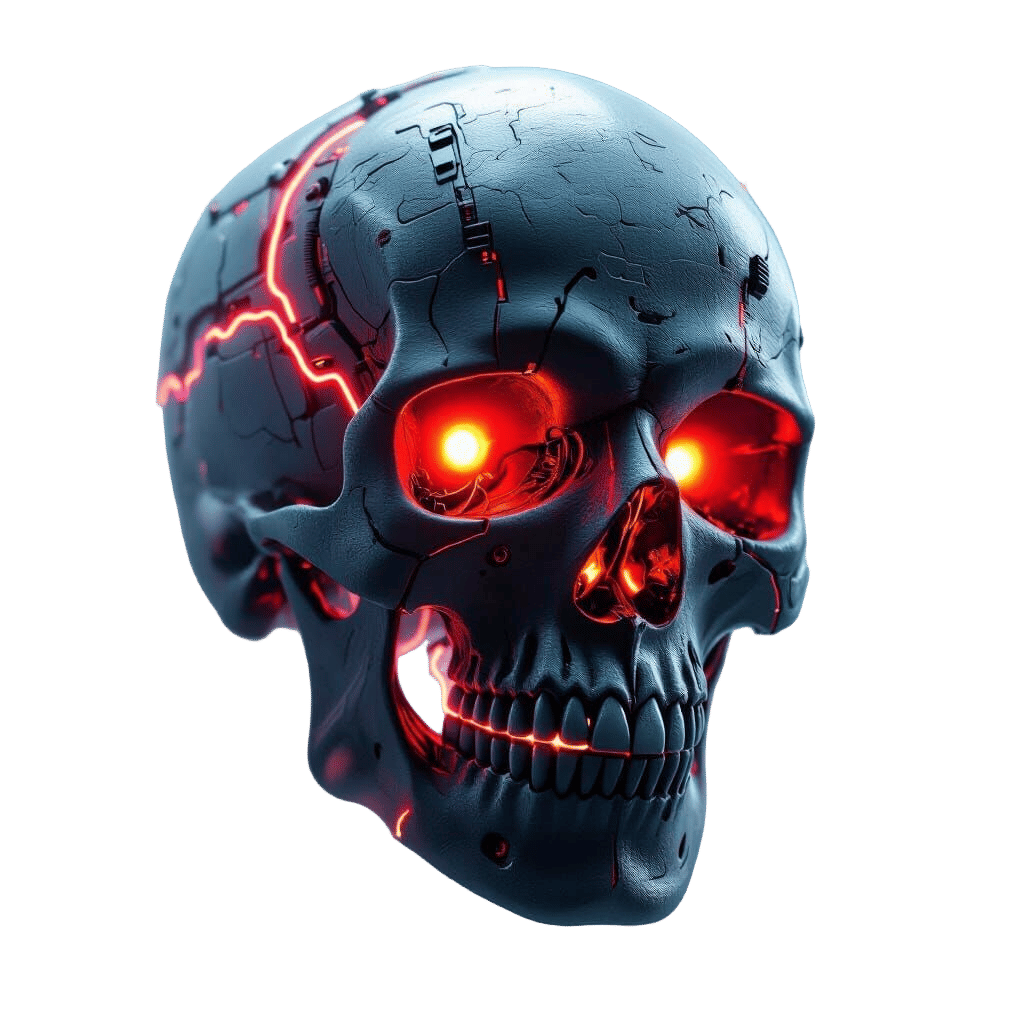 Cyberpunk Skull with Glowing Neon Veins in 3D
