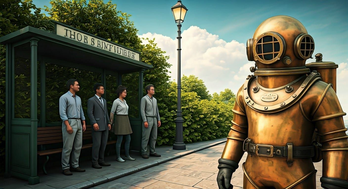 Steampunk Diversion at a Victorian Bus Stop