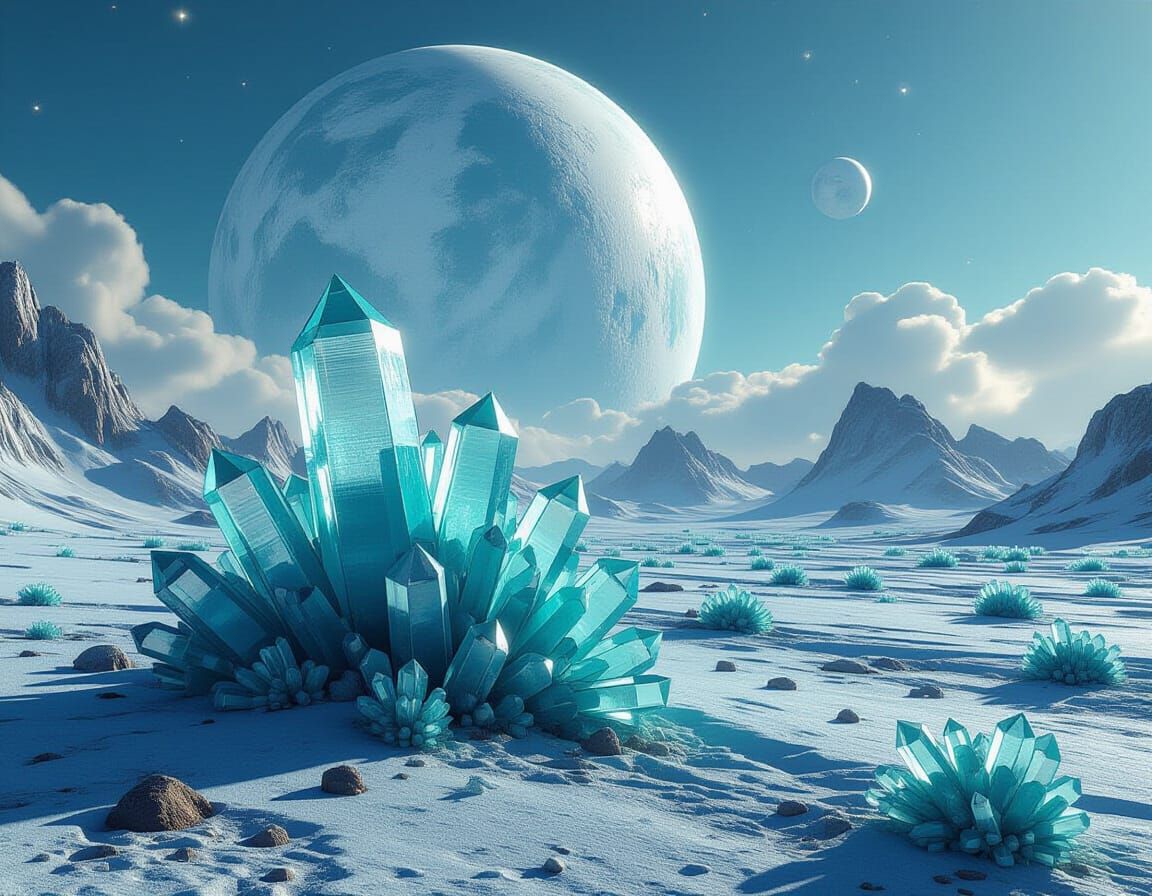Alien World with Amazonite Crystals & Ice Planet