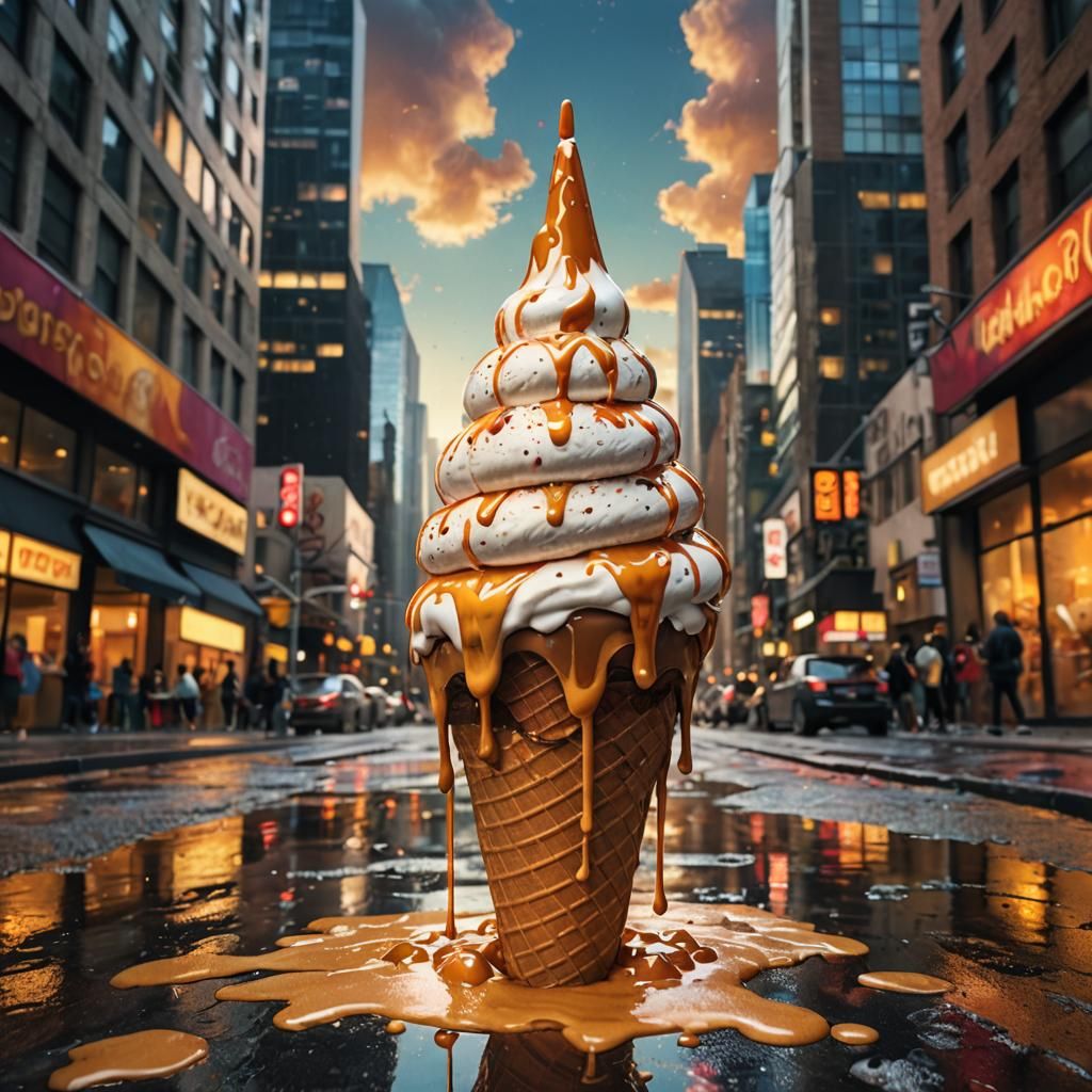 Giant Ice Cream Melts Down City Skyscraper