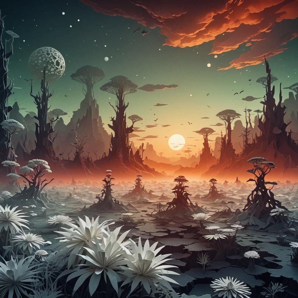 Kirigami Lifeforms on Distant Swamp Planet