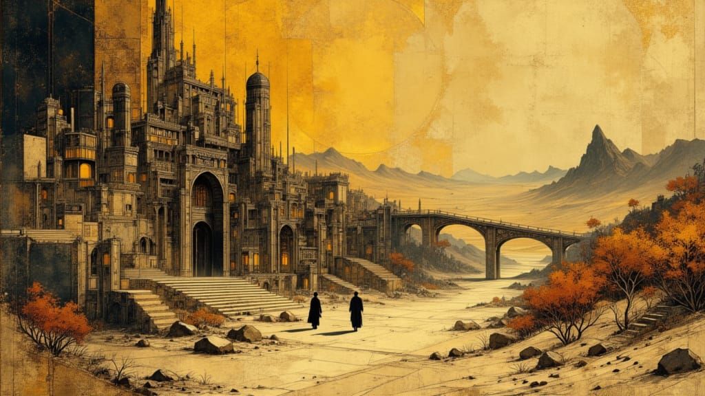 Offworld Space Mining Town in Gritty Noir Style