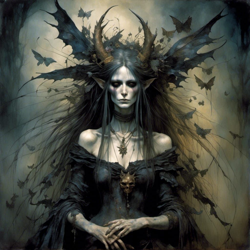 Ethereal Dark Fairy in Brian Froud Style