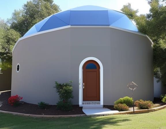 Cylindrical Foamcrete House with Dome Roof and Balcony