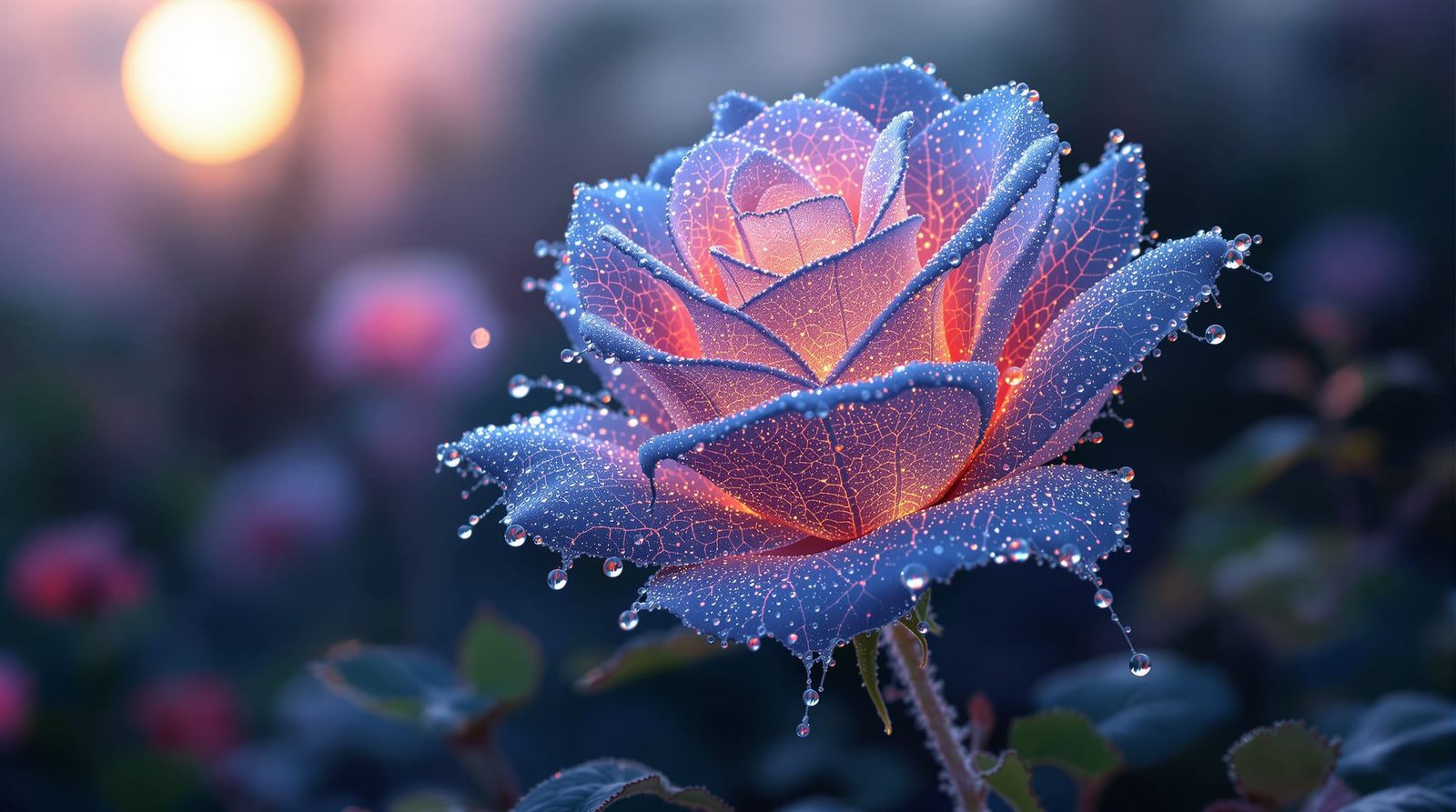 Dew-Kissed Spider Silk Rose in Moonlight