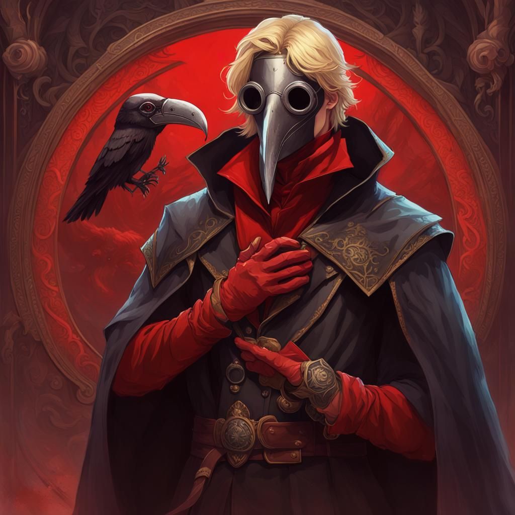 Prince in Plague Doctor Costume, Detailed Fantasy Art