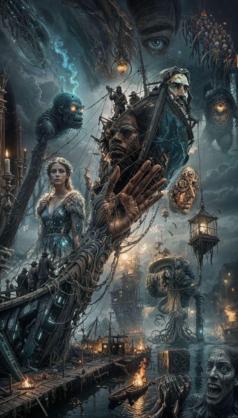 Undead Fishermen Cast Nets at Sea