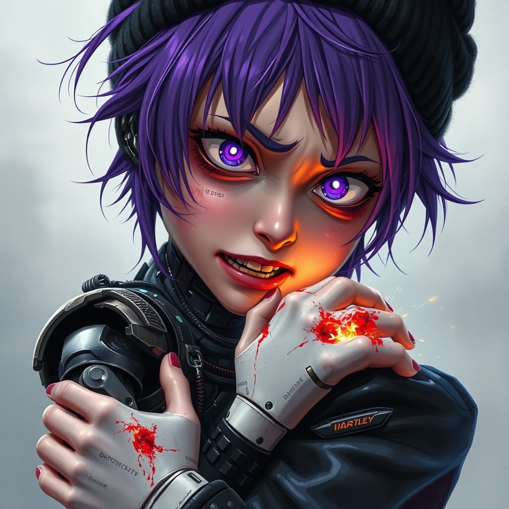 Cyberpunk Robot Girl in Distress