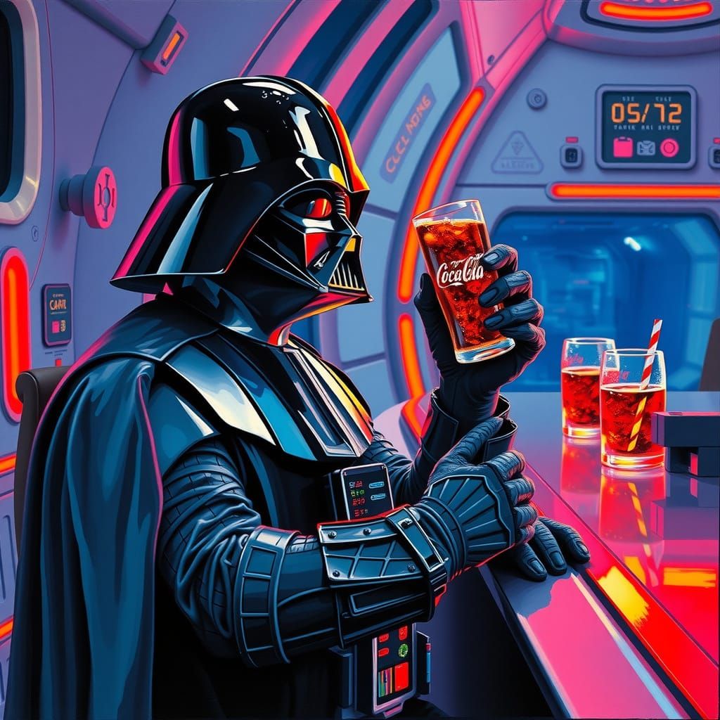 Darth Vader Sips Coca Cola in Imperial Bar