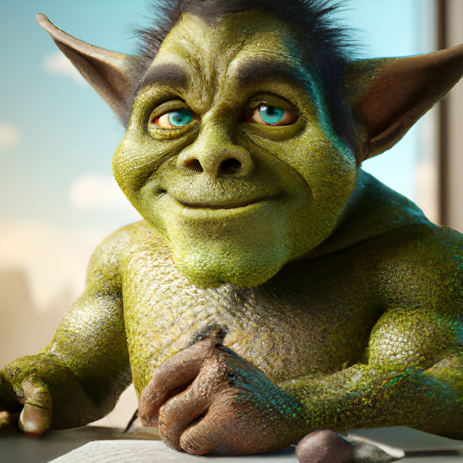 Adorable Orc Office Worker in 3D Detailed Matte Painting