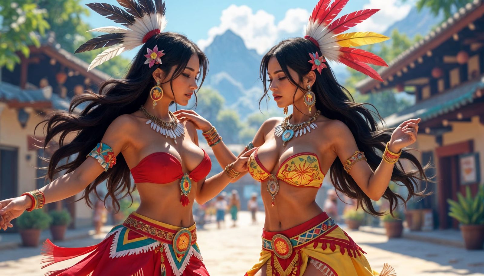 Colombian Indigenous Women Dancing in Mystical Lagoon