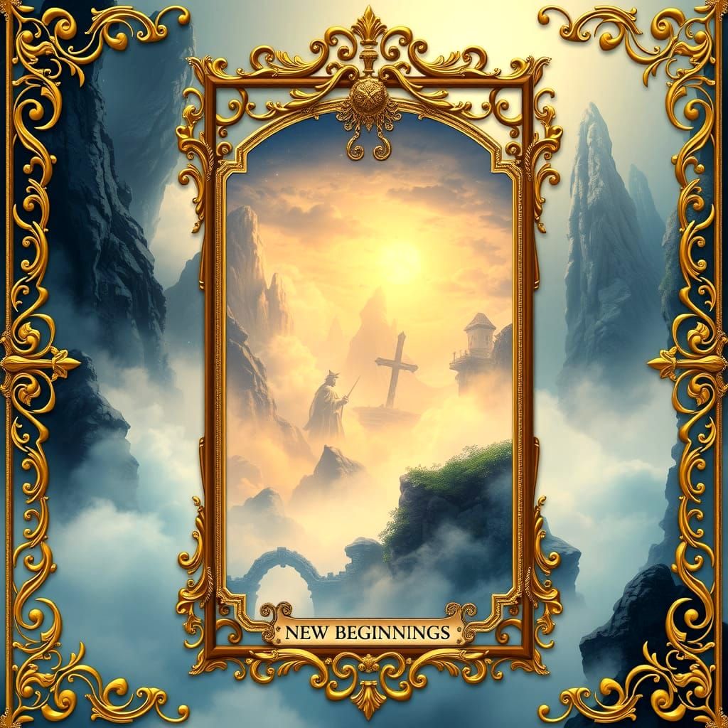 Ethereal Fool Card with Gold Frame