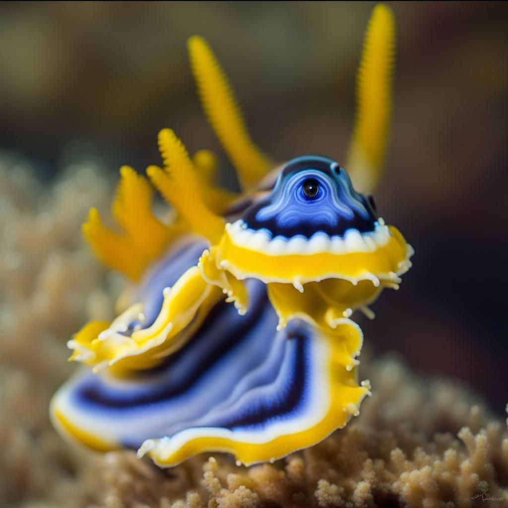 Translucent Sea Slug on Colorful Coral Reef