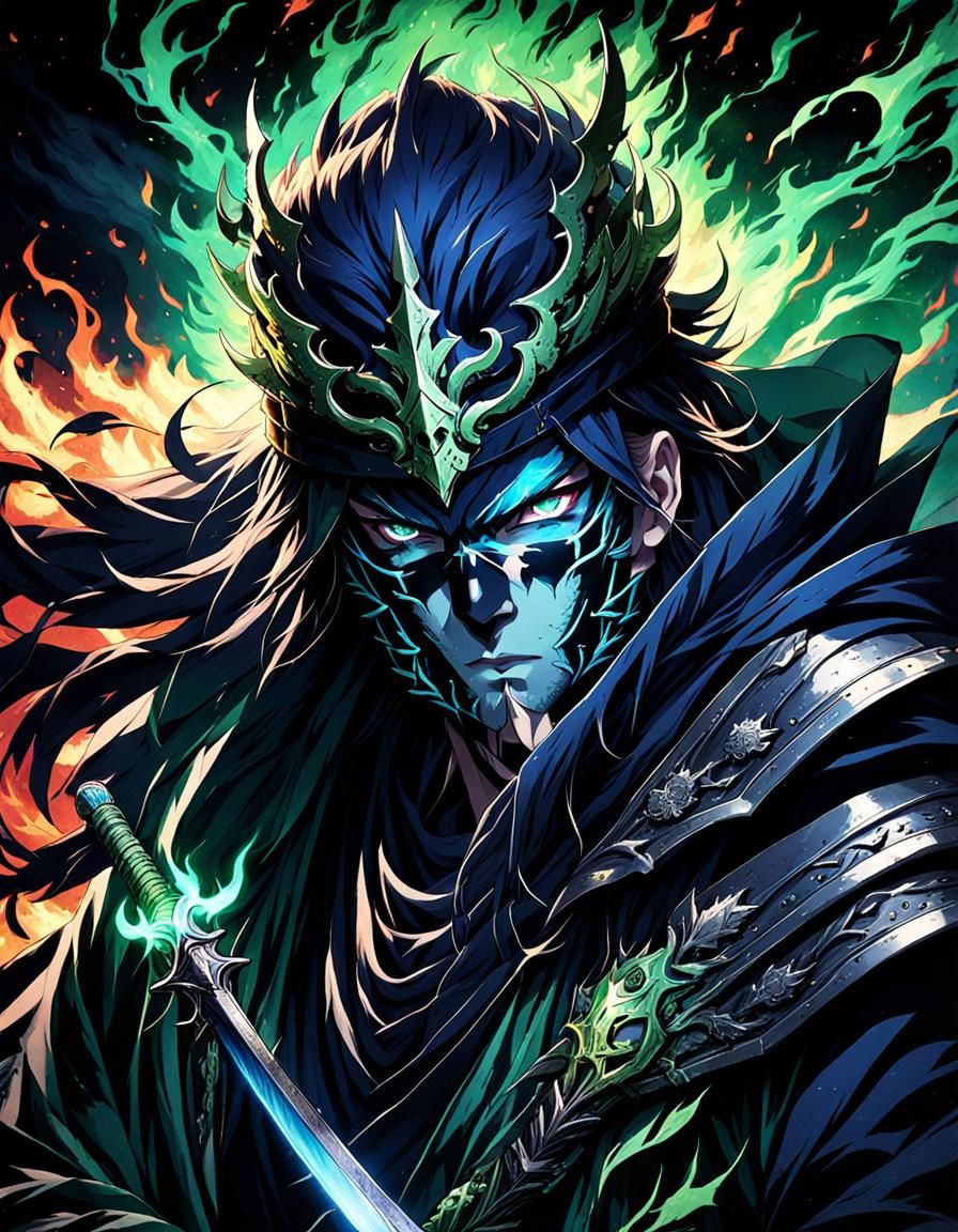 Mysterious Man with Flaming Sword: Dark Fantasy Anime