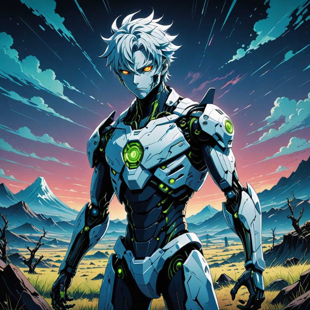 Surreal Anime Creature in Desolate Landscape