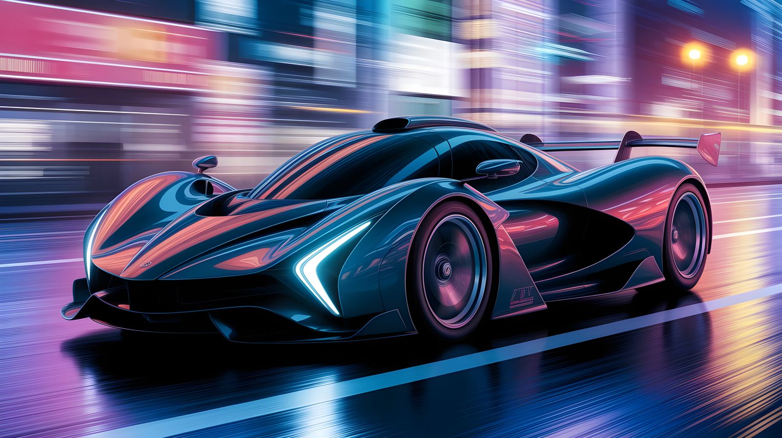 Cyberpunk Hypercar Glides Through Neon Tokyo