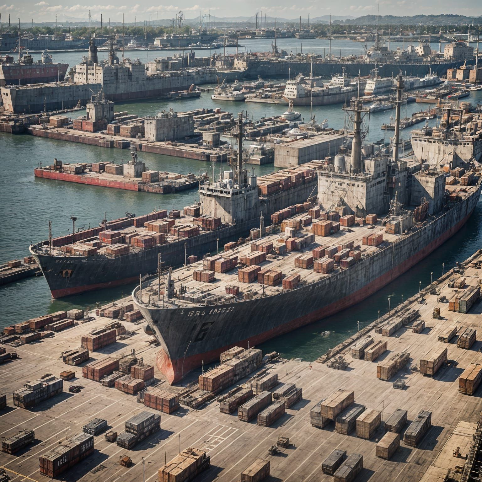 WWII Concrete Cargo Ship at Dock