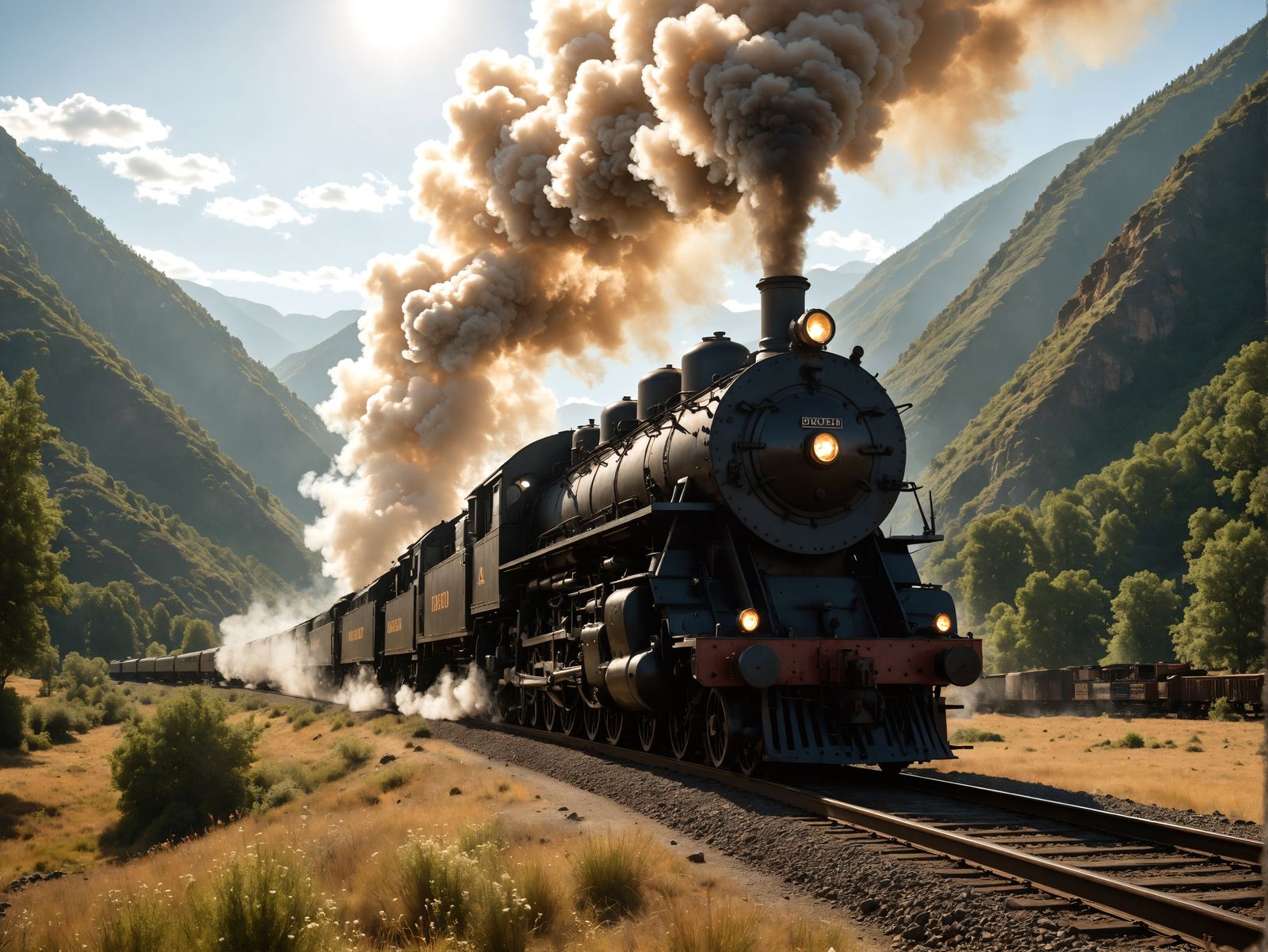 Vintage Steam Locomotives Conquer Mountain Terrain in Unison