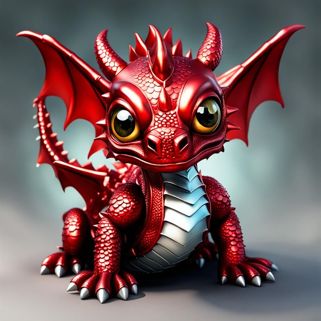 Chibi Red Dragon with Googly Eyes