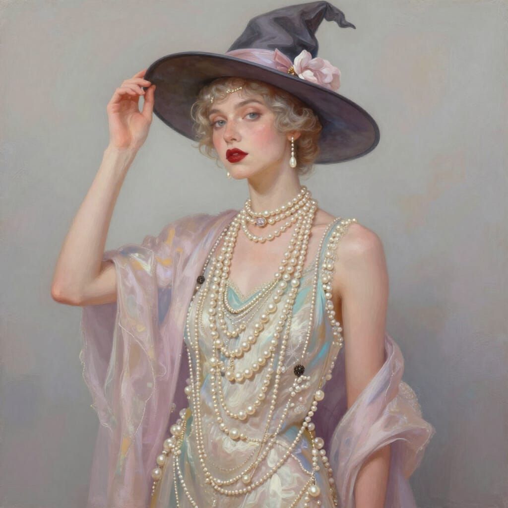 Fashionable Nonbinary Trendsetter in Pastel Witch Attire