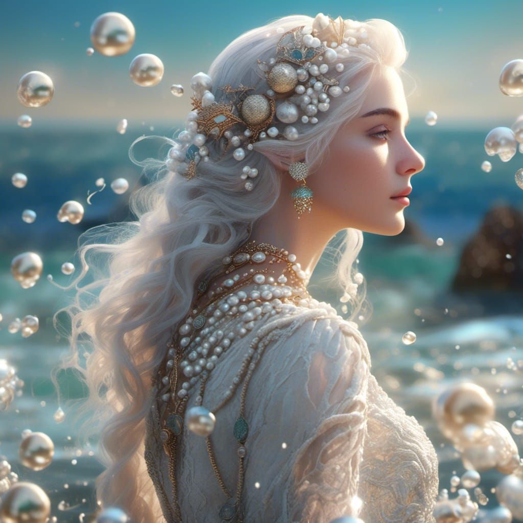 mermaid with white pearl