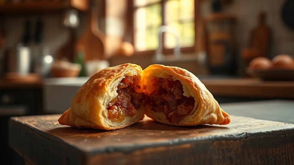 Gourmet Turnover with Oozing Filling, Culinary Still Life