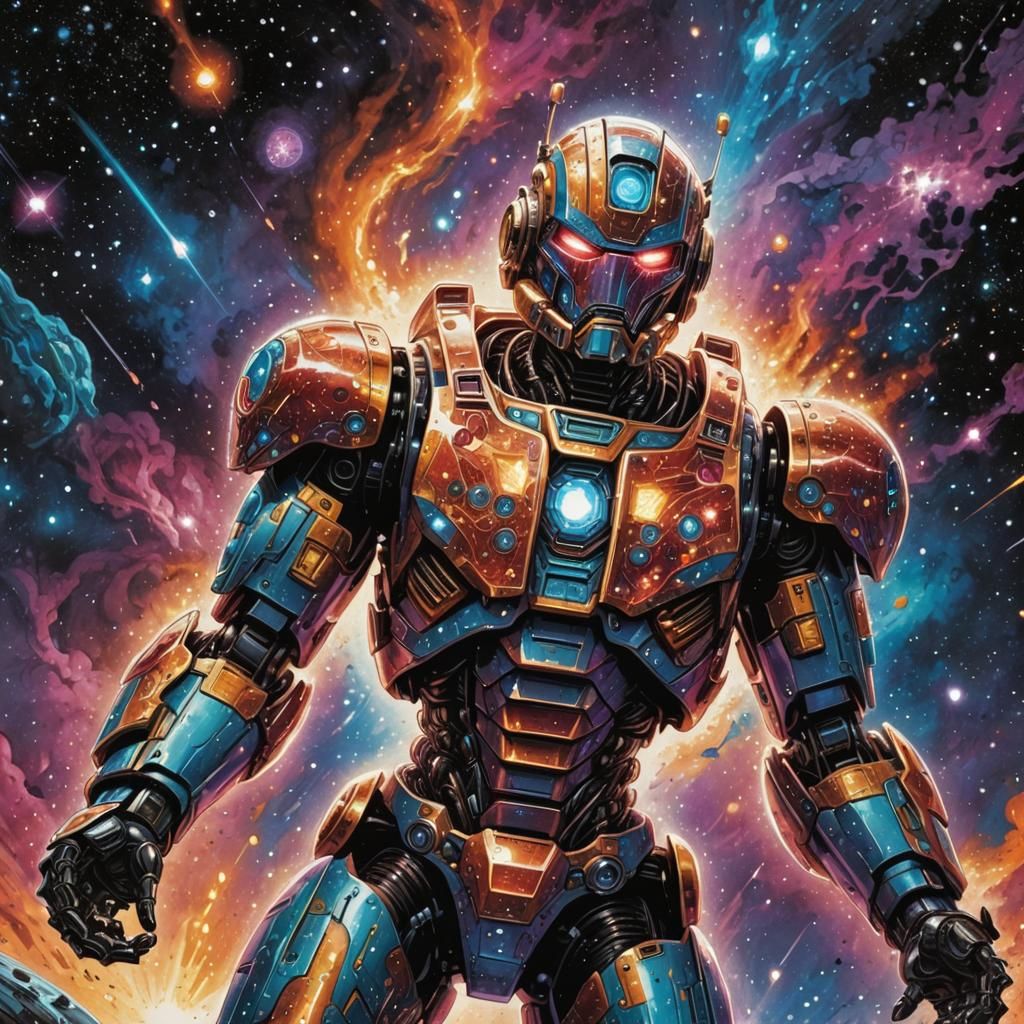 Gorgeous robot covered in sparkling crystals