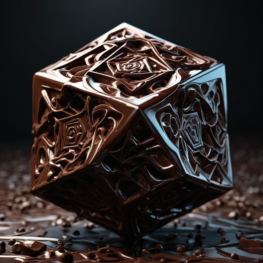 Hyper-Realistic Chocolate Dodecahedron Macro Shot