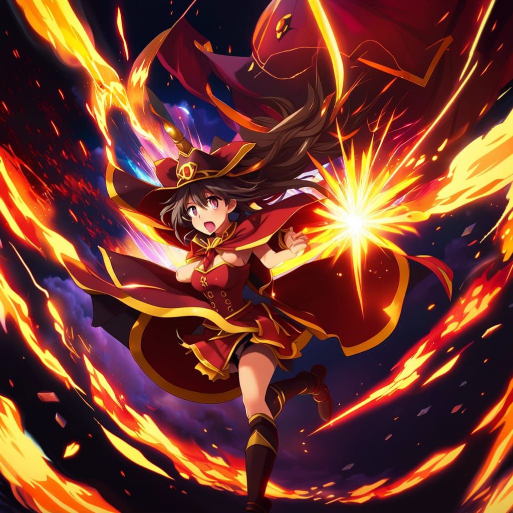 Megumin's Explosive Fantasy: Anime Wizard Girl in 8K