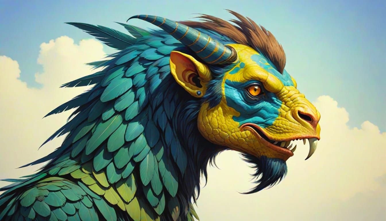 Mythical Creature with Human and Avian Features
